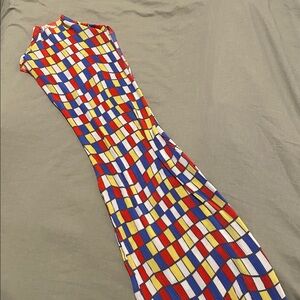 Fashion Brand Company Warped Checkered Pleated Dress, Size XS/S